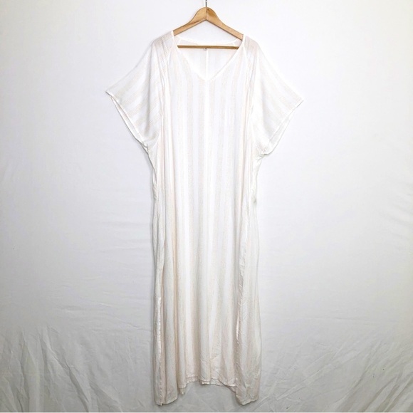 summersalt Dresses & Skirts - SummerSalt cream & tan graphic pinstripe caftan